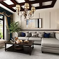 Elegant Light Grey Sectional Sofa With Multiple Soft Pillows For Warm American Style Living Room