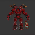 Red Mech Robot Character With Mechanical Structure Antennas And Glowing Blue Device 3d model