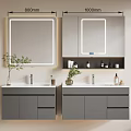 Modern Grey Bathroom Cabinet with LED Mirror and Storage in 600mm and 1000mm Sizes Design