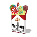 Colorful Decorative Ornament Set with Marlboro Cigarette Box and Lollipop Candies