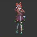 3D Anime Character With Cat Ears Pink Hair And Stylish Purple Dress