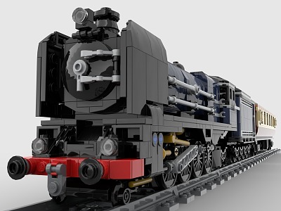 Lego toy building blocks steam train high-speed rail light rail industrial style retro 3d model