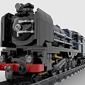 Lego toy building blocks steam train high-speed rail light rail industrial style retro 3d model