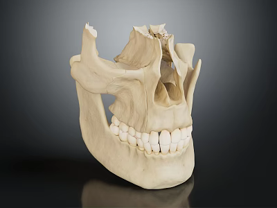 Detailed Human Skull Anatomical Model Displaying Cranial Bone Structure And Teeth Features 3d model