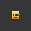 Yellow School Bus Cartoon Model With White Roof Black Stripes Headlights And Windows