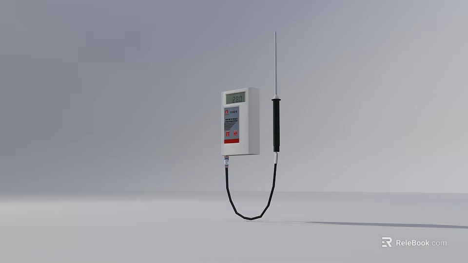 Professional Industrial Measurement Equipment With Digital Display Long Probe And Cable Connection 3d model 