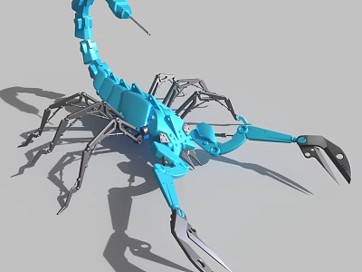 Smart Machine Blue Mechanical Scorpion With Metallic Claws And Legs Design 3d model