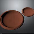 Household Items Two Different Sizes Red Round Plates With Smooth Surface