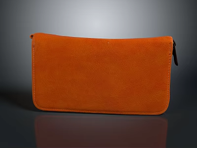 Stylish Orange Leather Pouch Bag with Rectangular Design for Daily Storage 3d model
