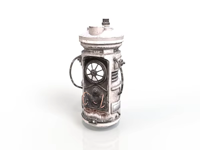 Small Vintage Silver Mechanical Device With Circular Dial And Metal Components 3d model