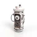 Small Vintage Silver Mechanical Device With Circular Dial And Metal Components