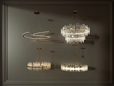 Elegant Modern Chandeliers With Crystal Elements And Stylish Contemporary Lighting Design 3d model