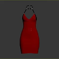 Red Halter Neck Bodycon Dress For Women Fashionable Daily Casual Wear