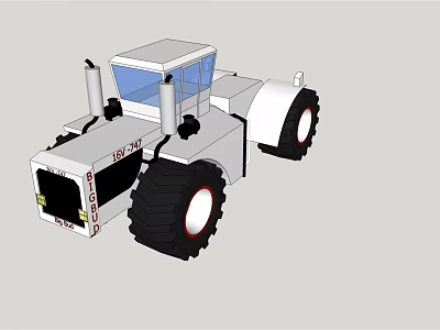 Heavy Duty Utility Vehicle With Large Tires Dual Exhaust Pipes And White Cab 3d model