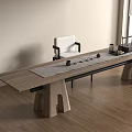New Chinese Modern Tea Table and Chair Large Board Table Long Table Dining Table Tea Table 3d model