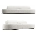 Stylish Modern Light Gray Fabric Sectional Sofa With Rounded Cushioned Design 3d model