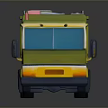 Yellow Toy Truck Model With Green Top Red Warning Light And Grille