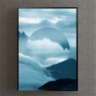 Modern Landscape Painting Simple Blue Bedroom Landscape Decorative Painting 3d model