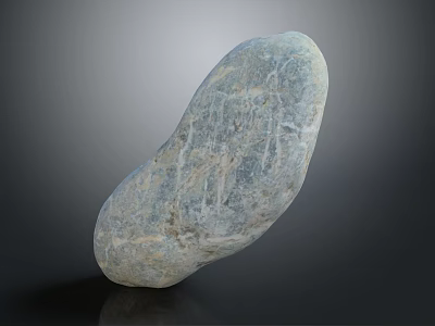 Natural Grayish Blue Stone with Irregular Shape and Surface Texture on Black Background 3d model