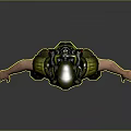 3D Model Of Warrior Character In Metallic Armor With Green Pants And Helmet