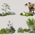 Creative Plant Combinations With Mixed Plants Rocks And Accent Lights 3d model