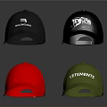 Black Red Green Baseball Caps With ELEMENTS Logo And White Designs 3d model