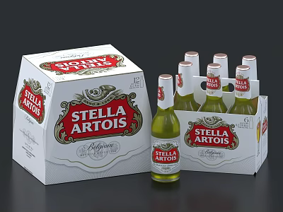 Stella Artois Beer Bottles And Packaging 3d model