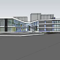 Modern Urban Architectural Design With Green Roof Open Plaza And Glass Facade