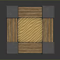 Outdoor Scene Structure With Gray Concrete Blocks Wooden Benches And Sand Center