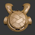 Golden Cartoon Character 3D Statue With Crown Armor And Cracked Texture On Reflective Base