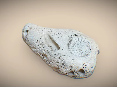 Natural Stone and Wood Decorative Item With Holes Radial Texture Light Beige 3d model