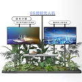 Lush Botanical Floral Display With Greenery Arrangement On Exhibition Platform For Tech Showcase
