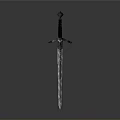 Medieval Style Intricate Engraved Decorative Sword With Black Hilt And Metal Blade