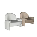 Modern White And Beige Accent Chairs With Curved Arms Rounded Back And Plush Upholstery