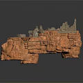 Orange Red Rock Formation Model With Irregular Surface And Layered Structure