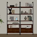 Modern Wooden Shelving Unit With Decorative Items Books And Storage Drawers