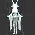 Game Movie Fantasy Character With Horns Blue Skin Golden Collar Arm Bands And Blue Robe