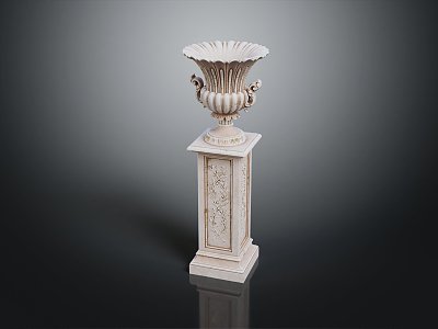 European style pillar stone Roman flower pot Roman vase 3d model