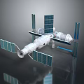 Detailed Space Station 3D Model with Solar Panels and Connected Modules 3d model