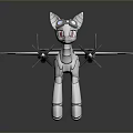 White Unicorn Like Game Movie Character With Airplane Wings Tail Red Eyes And Propellers
