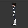 Animated Game Movie Character 3D Model With Blue Bodysuit White Gloves Boots And Short Hair