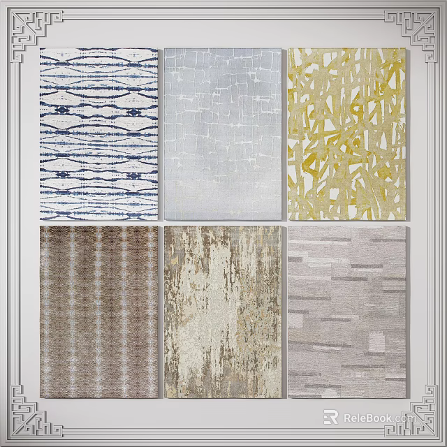 Modern Square Rugs With Various Patterns And Colors For Home Interior Decor 3d model