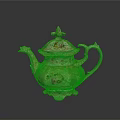 Detailed Ornate Vintage Porcelain Teapot With Floral Patterns And Gold Accents