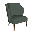 Green Upholstered Modern Accent Chair With Armrest And Stylish Wooden Legs