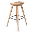 Modern Wooden Bar Stool With Thin Legs And Metal Footrest Design