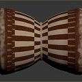 Red And White Striped Wooden Handheld Percussion Drum With Stick And Ball
