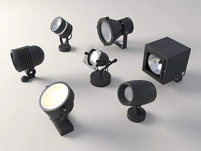 Modern Black Outdoor Lights Featuring Various Styles And Durable Designs For Outdoor Spaces 3d model