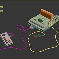 Retro Electronic Gaming Console With Wired Controller And Yellow Panel Design