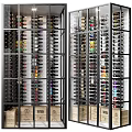 Modern Metal Frame Wine Cabinet With Multi Tier Design And Various Wine Bottles
