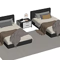 Single bedside table 3d model